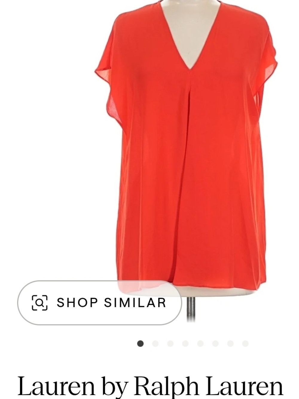 Lauren Ralph Lauren Bright Red V-Neck Flutter Sleeve Blouse